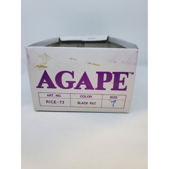 Vintage Agape Women's Patent Leather Sandals w/ Kitten Heels and Rhinestones 7 - Picture 4 of 8